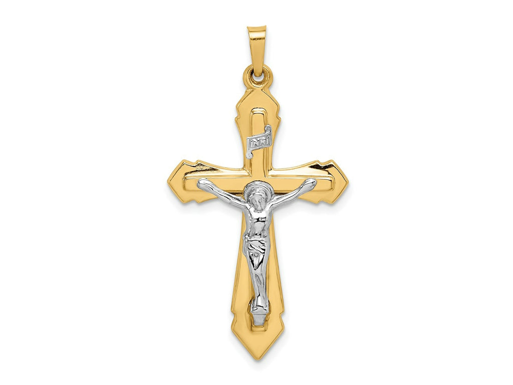FJC Finejewelers 14 kt Two Tone Gold Polished INRI Crucifix Charm 40 x 22 mm
