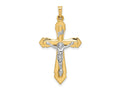 FJC Finejewelers 14 kt Two Tone Gold Polished INRI Crucifix Charm 40 x 22 mm