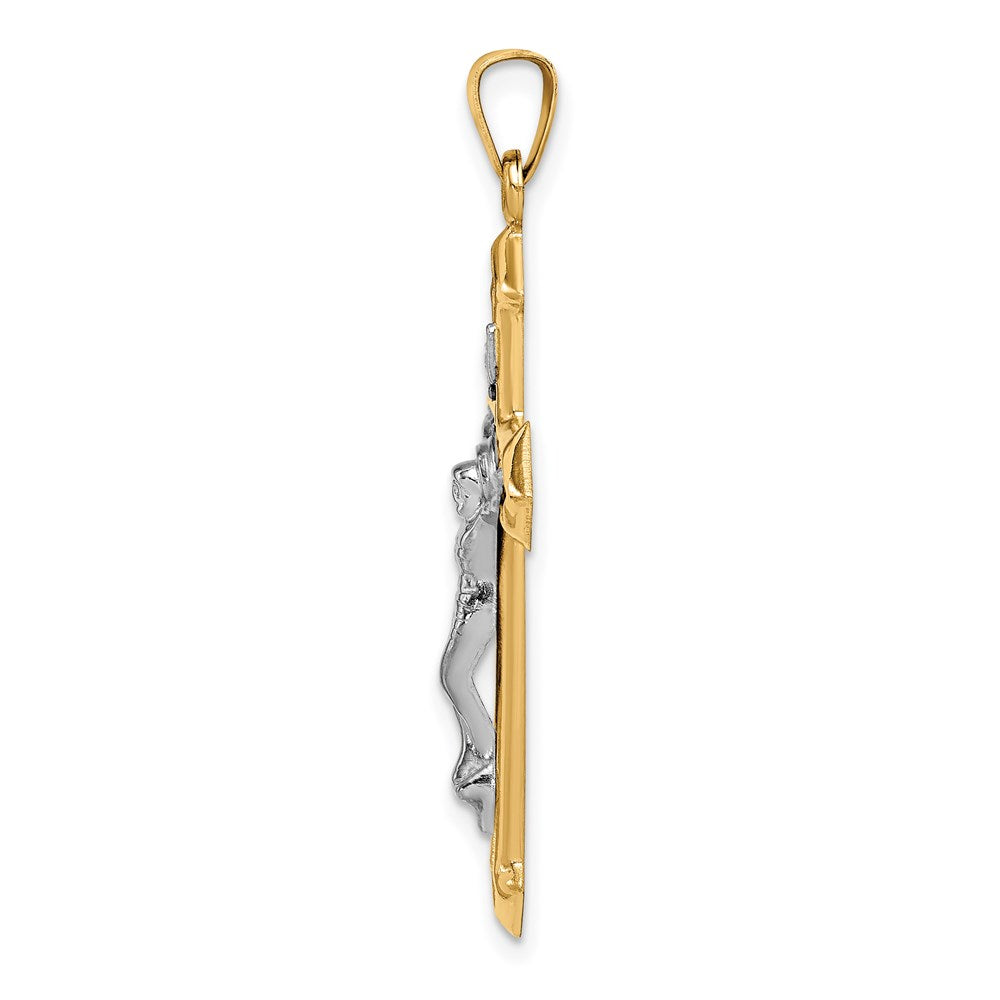 FJC Finejewelers 14 kt Two Tone Gold Polished and Textured INRI Crucifix Charm 38 x 21 mm