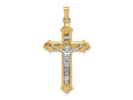 FJC Finejewelers 14 kt Two Tone Gold Polished and Textured INRI Crucifix Charm 38 x 21 mm