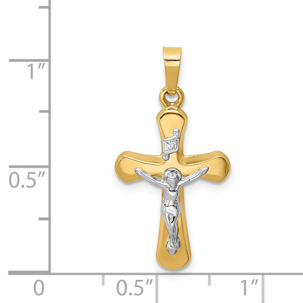 FJC Finejewelers 14 kt Two Tone Gold Polished Rounded Cross Charm 26 x 14 mm