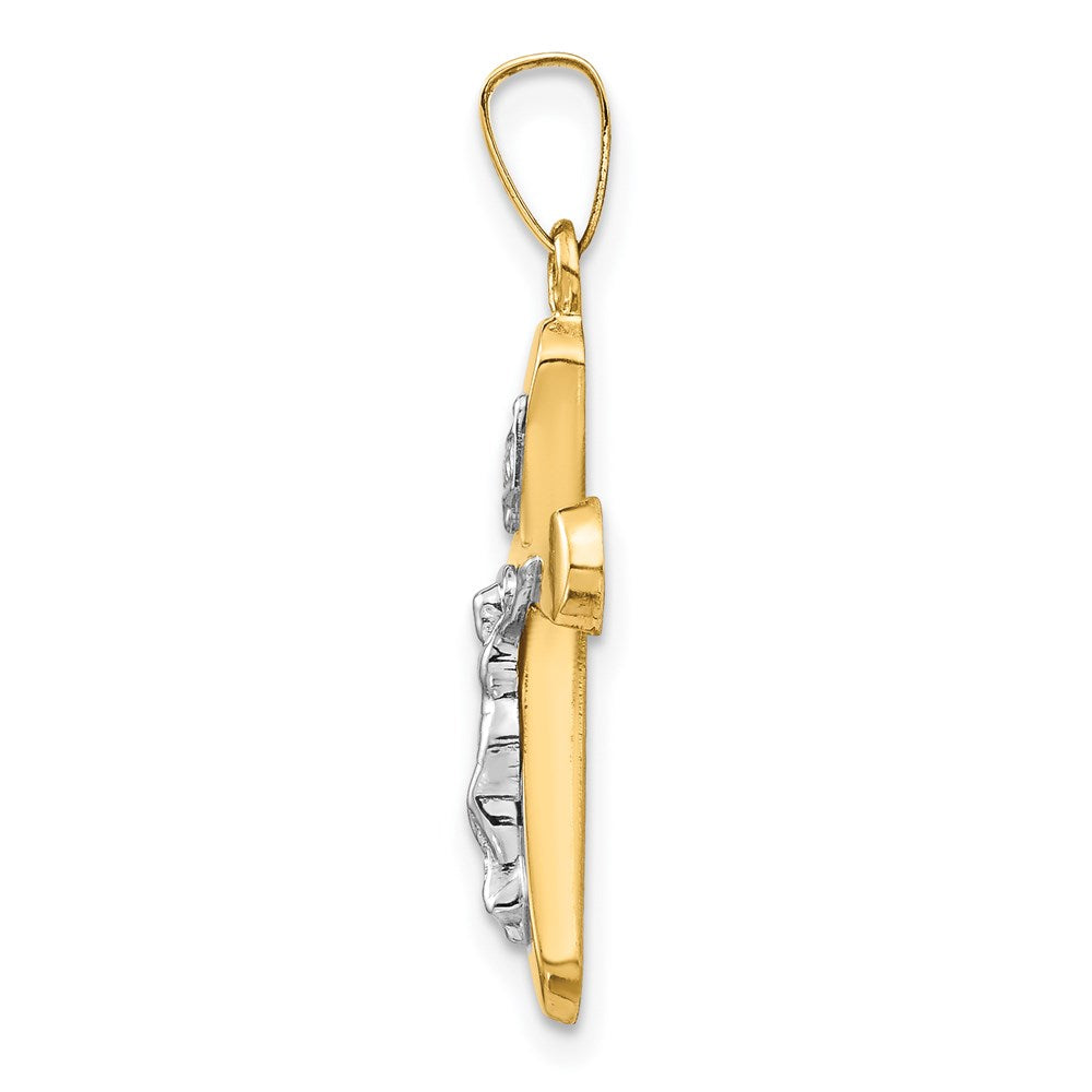 FJC Finejewelers 14 kt Two Tone Gold Polished Rounded Cross Charm 26 x 14 mm
