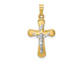 FJC Finejewelers 14 kt Two Tone Gold Polished Rounded Cross Charm 26 x 14 mm