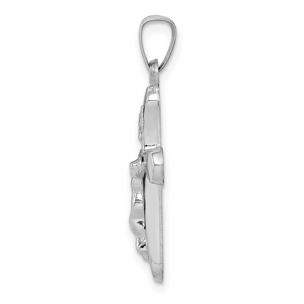 FJC Finejewelers 14 kt White Gold Polished INRI Rounded Crucifix Cross Charm 26 mm x 14 mm