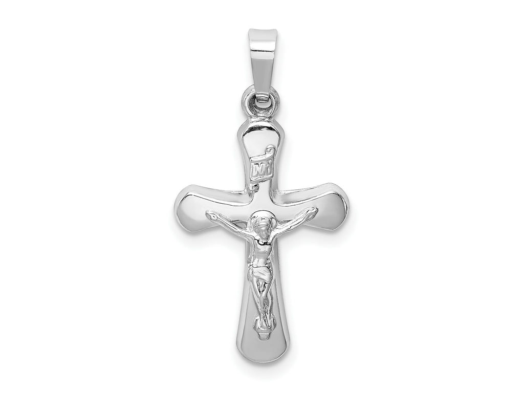 FJC Finejewelers 14 kt White Gold Polished INRI Rounded Crucifix Cross Charm 26 mm x 14 mm