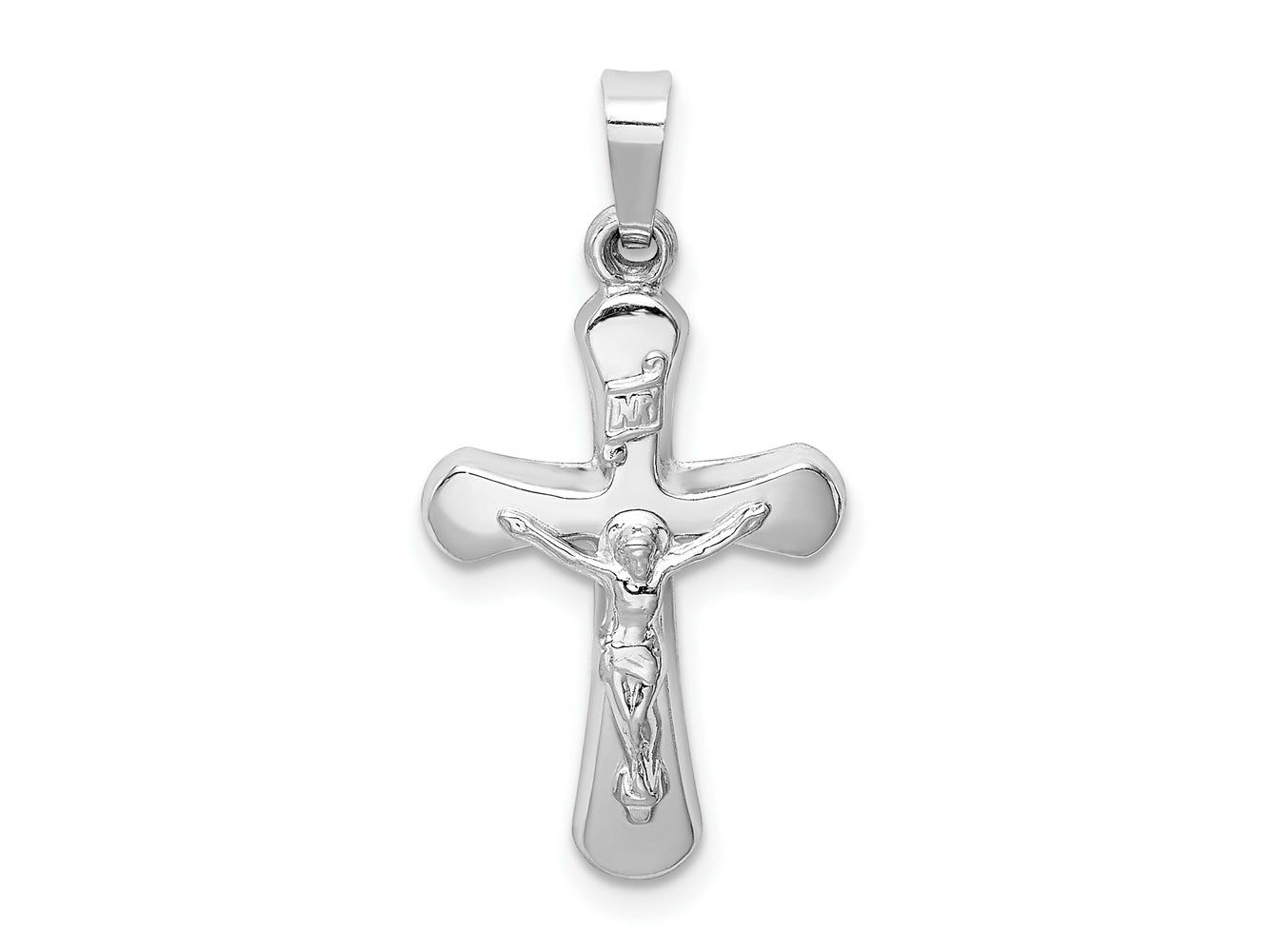 FJC Finejewelers 14 kt White Gold Polished INRI Rounded Crucifix Cross Charm 26 mm x 14 mm