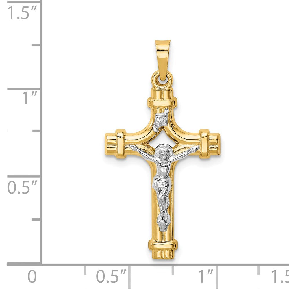FJC Finejewelers 14 kt Two Tone Gold Polished INRI Crucifix Charm 32 x 17 mm