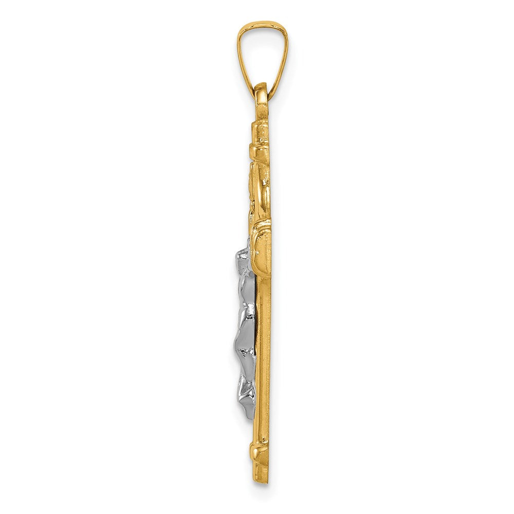 FJC Finejewelers 14 kt Two Tone Gold Polished INRI Crucifix Charm 32 x 17 mm