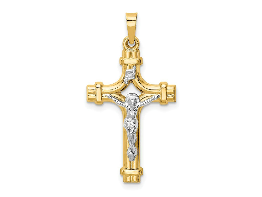 FJC Finejewelers 14 kt Two Tone Gold Polished INRI Crucifix Charm 32 x 17 mm