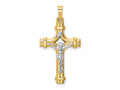 FJC Finejewelers 14 kt Two Tone Gold Polished INRI Crucifix Charm 32 x 17 mm