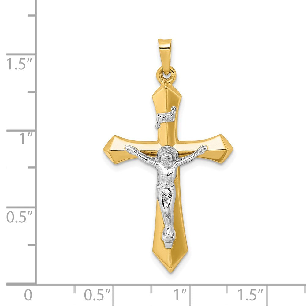 FJC Finejewelers 14 kt Two Tone Gold Polished INRI Crucifix Charm 39 x 22 mm
