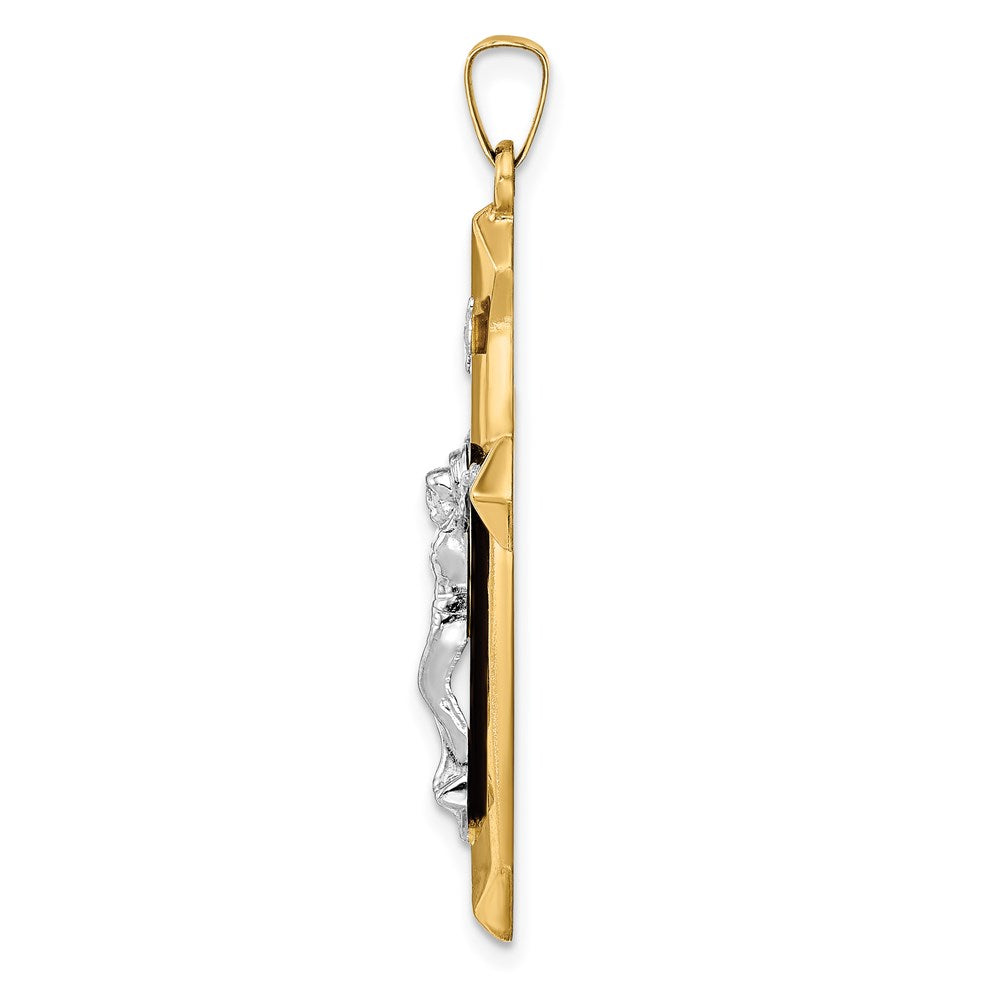 FJC Finejewelers 14 kt Two Tone Gold Polished INRI Crucifix Charm 39 x 22 mm