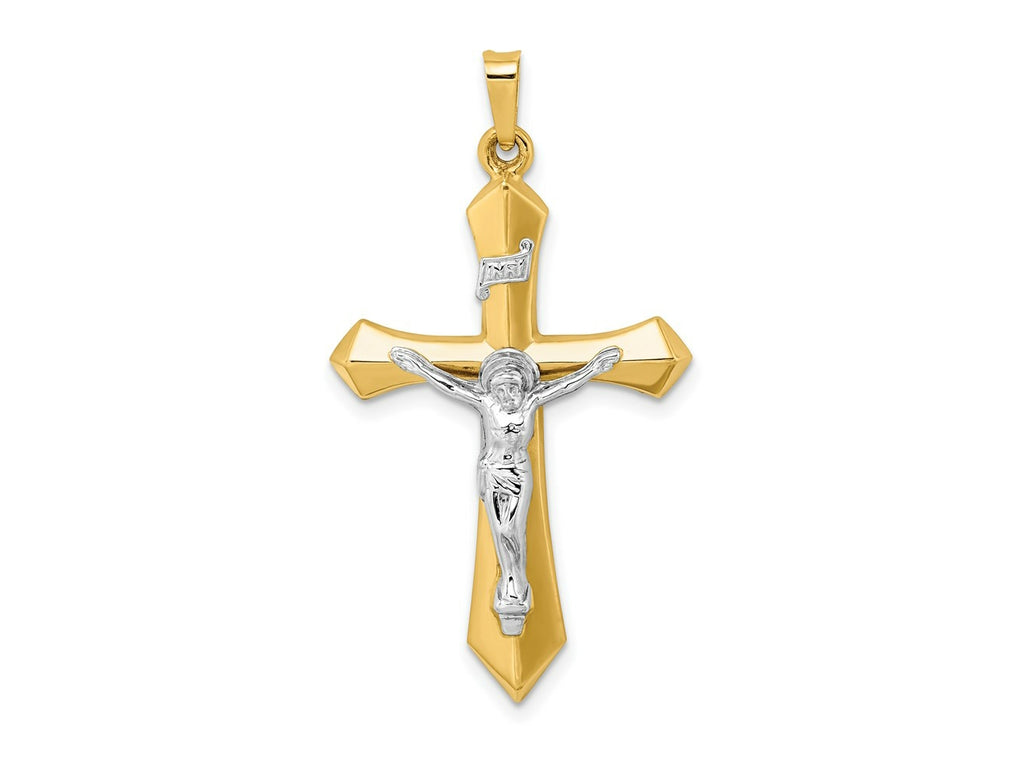 FJC Finejewelers 14 kt Two Tone Gold Polished INRI Crucifix Charm 39 x 22 mm