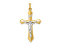 FJC Finejewelers 14 kt Two Tone Gold Polished INRI Crucifix Charm 39 x 22 mm