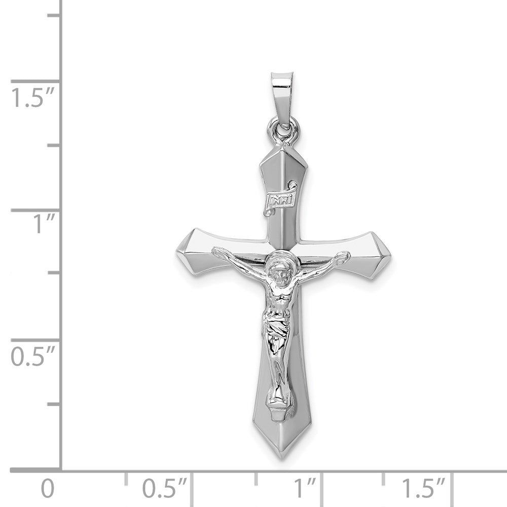 FJC Finejewelers 14 kt White Gold Polished INRI Passion Crucifix Cross Charm 39 mm x 22 mm