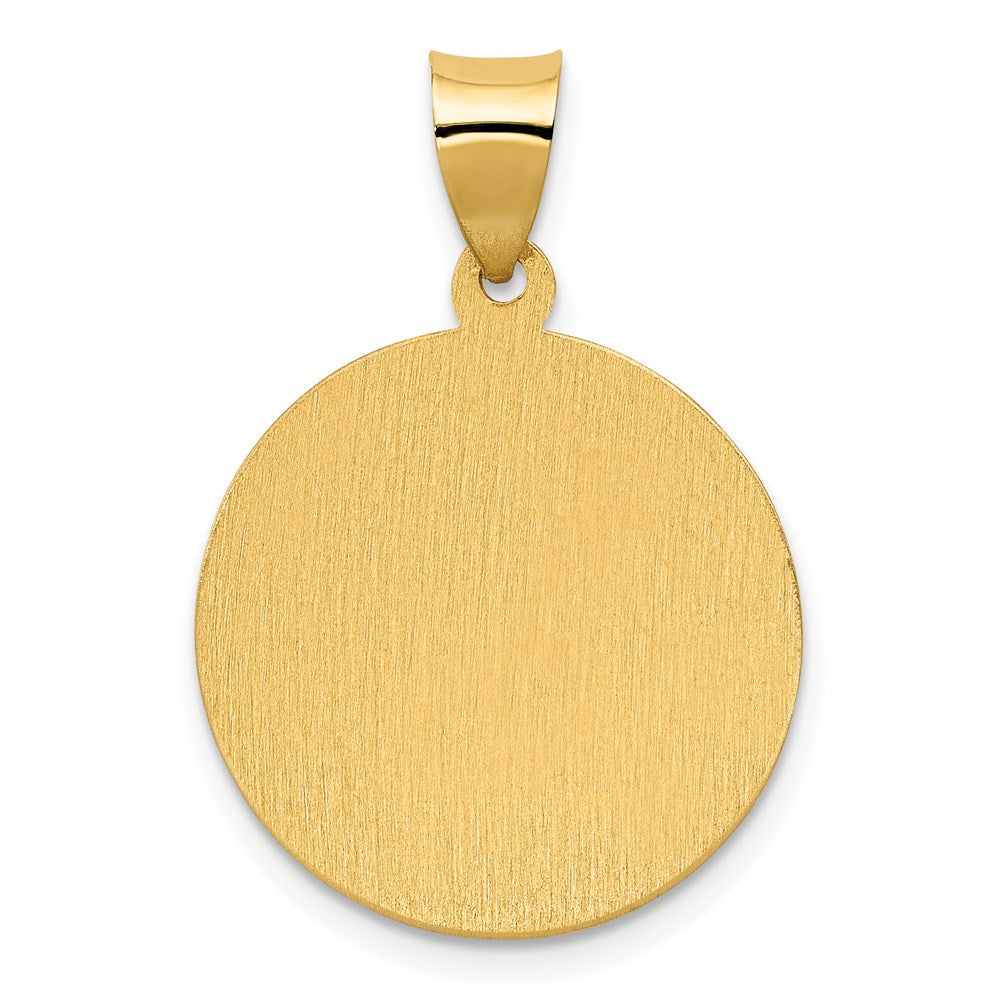 FJC Finejewelers 14 kt Yellow Gold Polished Satin Hollow Divino Nino Round Medal Charm 19 x 19 mm