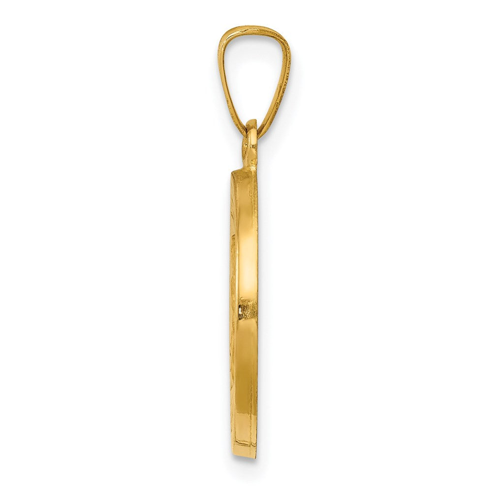 FJC Finejewelers 14 kt Yellow Gold Polished Satin Hollow Divino Nino Round Medal Charm 15 x 15 mm
