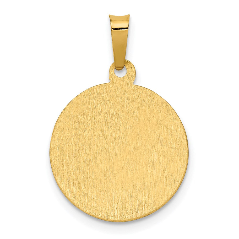 FJC Finejewelers 14 kt Yellow Gold Polished Satin Hollow Divino Nino Round Medal Charm 15 x 15 mm