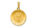 FJC Finejewelers 14 kt Yellow Gold Polished Satin Hollow Divino Nino Round Medal Charm 15 x 15 mm