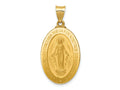 FJC Finejewelers 14 kt Yellow Gold Polished and Satin Hollow Spanish Miraculous Medal Charm 32 x 17 mm