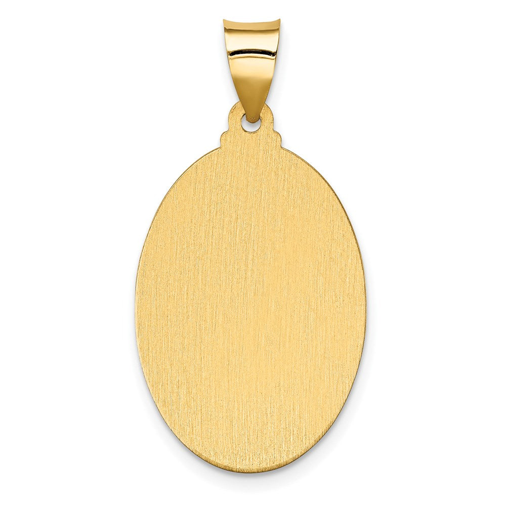 FJC Finejewelers 14 kt Yellow Gold Polish/Satin Hollow Spanish Lady Of Guadalupe Medal Charm 32 x 16 mm