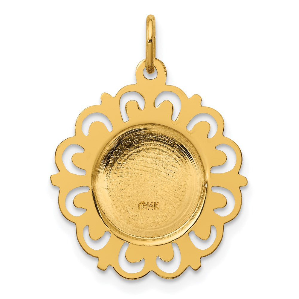 FJC Finejewelers 14 kt Yellow Gold Polished/Satin Spanish Guardian Angel Medal Hollow Charm 24 x 18 mm