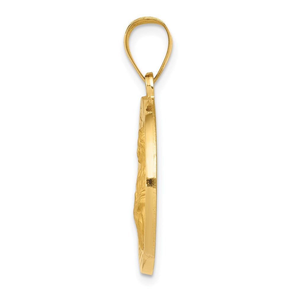 FJC Finejewelers 14 kt Yellow Gold Polished/Satin St. Agatha Hollow Medal Charm 28 x 19 mm