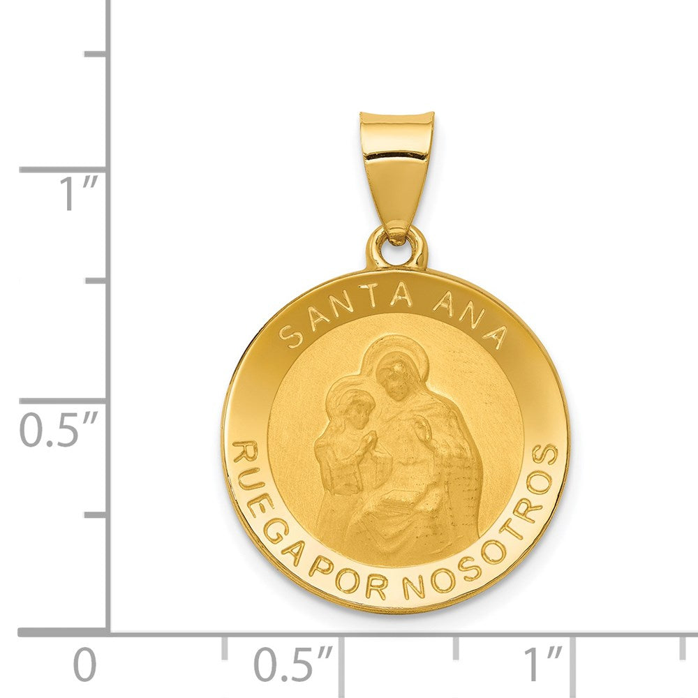 FJC Finejewelers 14 kt Yellow Gold Polished/Satin Hollow Spanish Saint Anne Medal Charm 28 x 19 mm