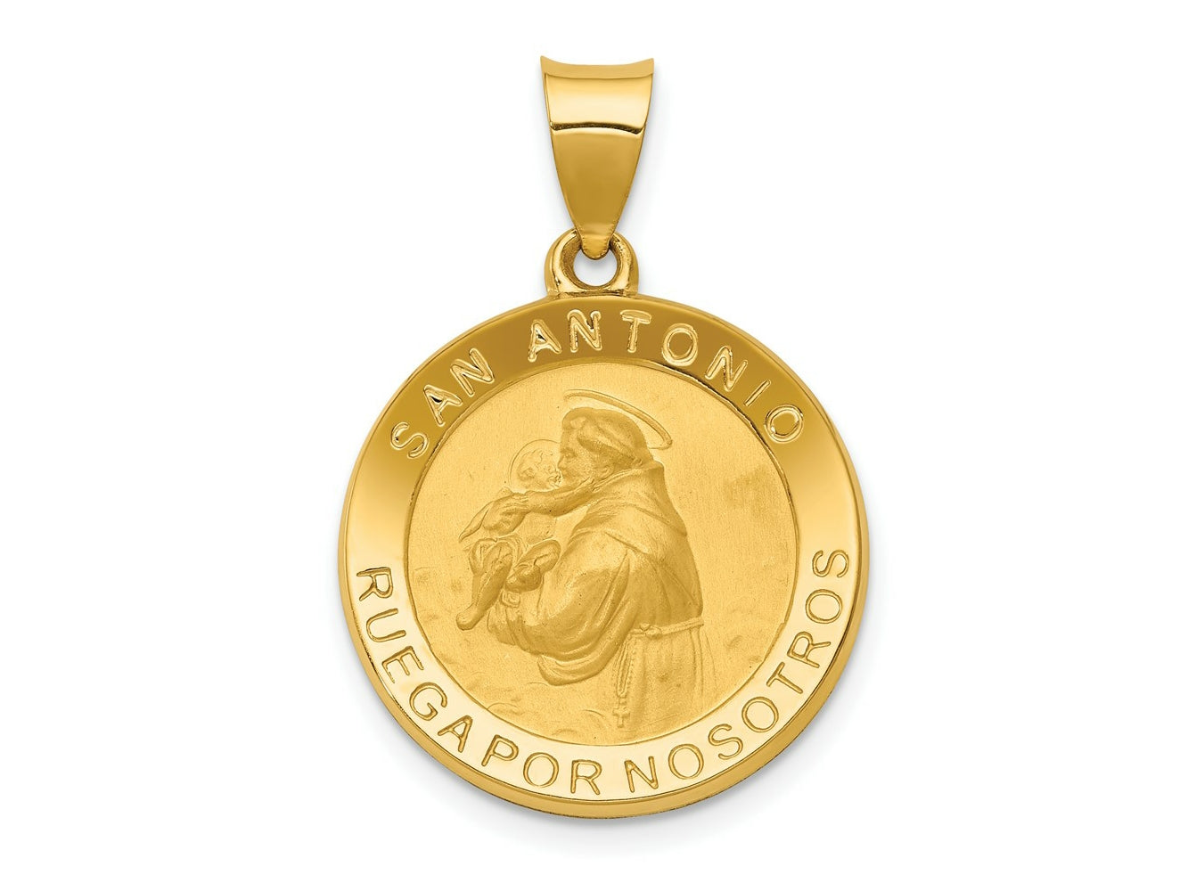 FJC Finejewelers 14 kt Yellow Gold Polished/Satin Hollow Spanish St. Anthony Medal Charm 28 x 20 mm