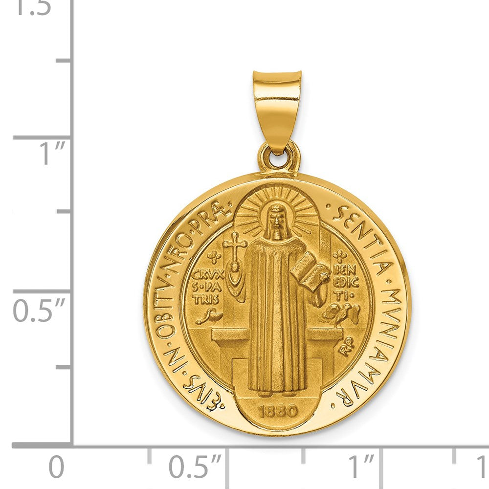 FJC Finejewelers 14 kt Yellow Gold Polished/Satin St. Benedict Reversible Hollow Medal 30 x 22 mm