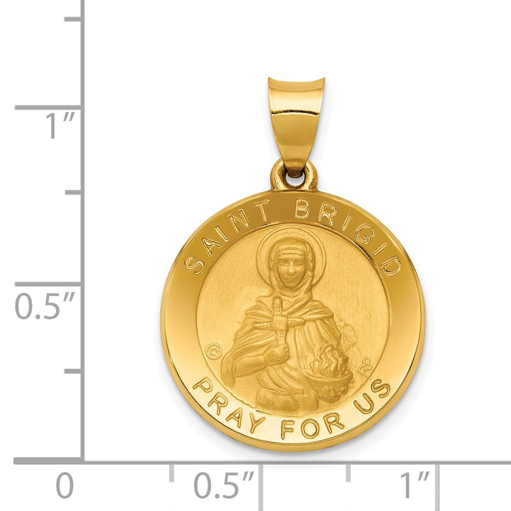 FJC Finejewelers 14 kt Yellow Gold Polished/Satin St. Brigid Hollow Medal Charm 27 x 19 mm