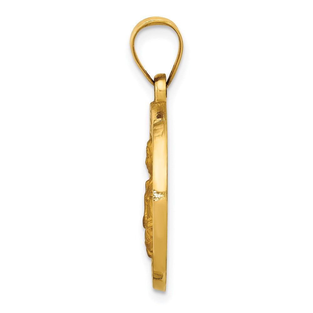FJC Finejewelers 14 kt Yellow Gold Polished/Satin St. Brigid Hollow Medal Charm 27 x 19 mm