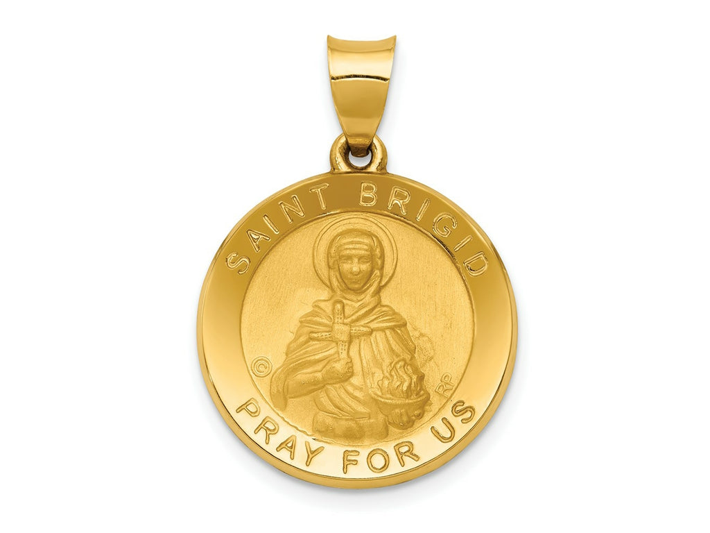 FJC Finejewelers 14 kt Yellow Gold Polished/Satin St. Brigid Hollow Medal Charm 27 x 19 mm