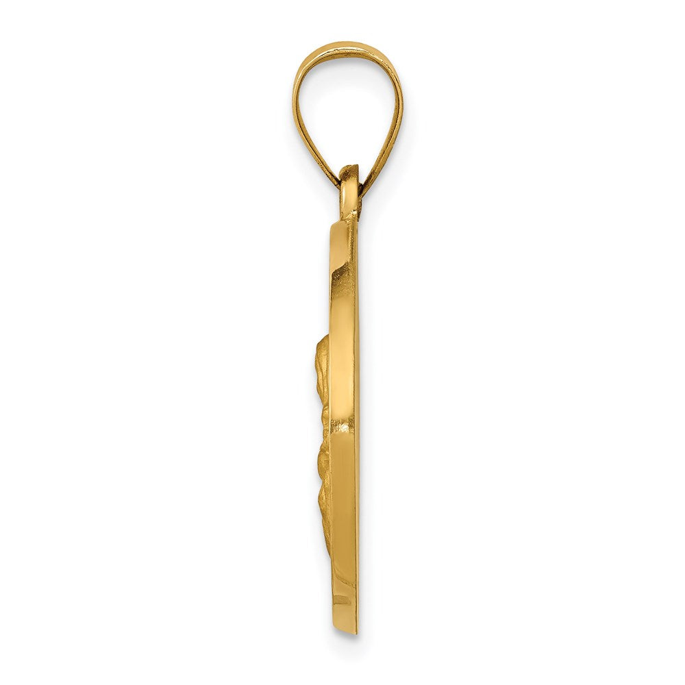 FJC Finejewelers 14 kt Yellow Gold Polished/Satin St. Catherine Hollow Medal Charm 27 x 19 mm