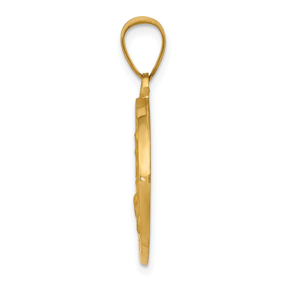 FJC Finejewelers 14 kt Yellow Gold Polished/Satin St. Cecilia Hollow Medal Charm 27 x 19 mm