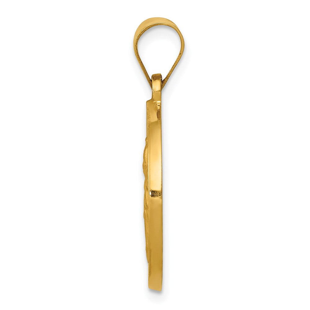 FJC Finejewelers 14 kt Yellow Gold Polished/Satin St. Clare Hollow Medal Charm 27 x 19 mm