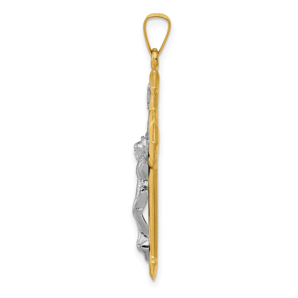 FJC Finejewelers 14 kt Yellow Gold with Rhodium St. Benedict Hollow Medal INRI Crucifix Charm 37 x 19 mm