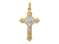 FJC Finejewelers 14 kt Yellow Gold with Rhodium St. Benedict Hollow Medal INRI Crucifix Charm 37 x 19 mm
