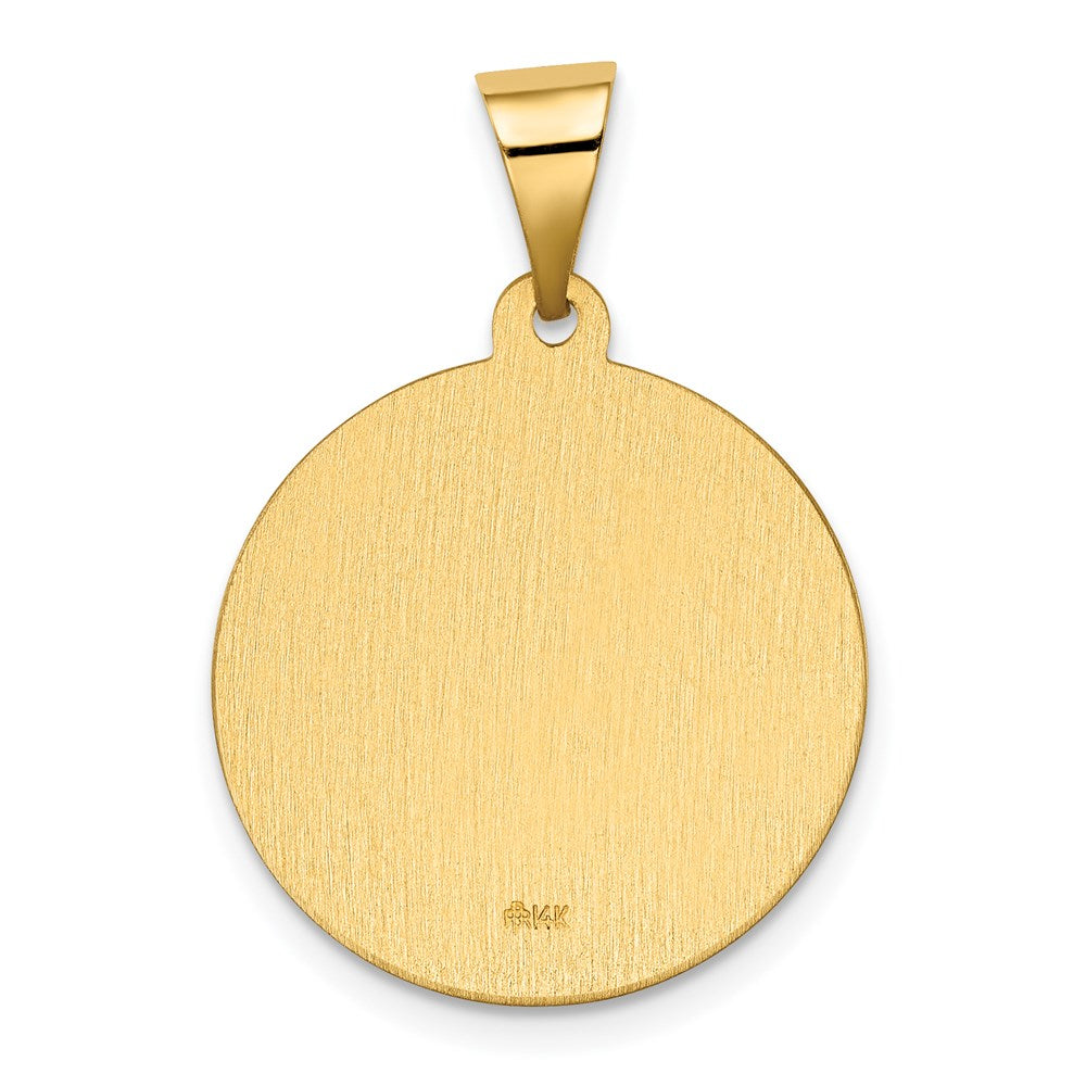 FJC Finejewelers 14 kt Yellow Gold Polished/Satin Hollow Spanish St. Gabriel Medal Charm 26 x 19 mm