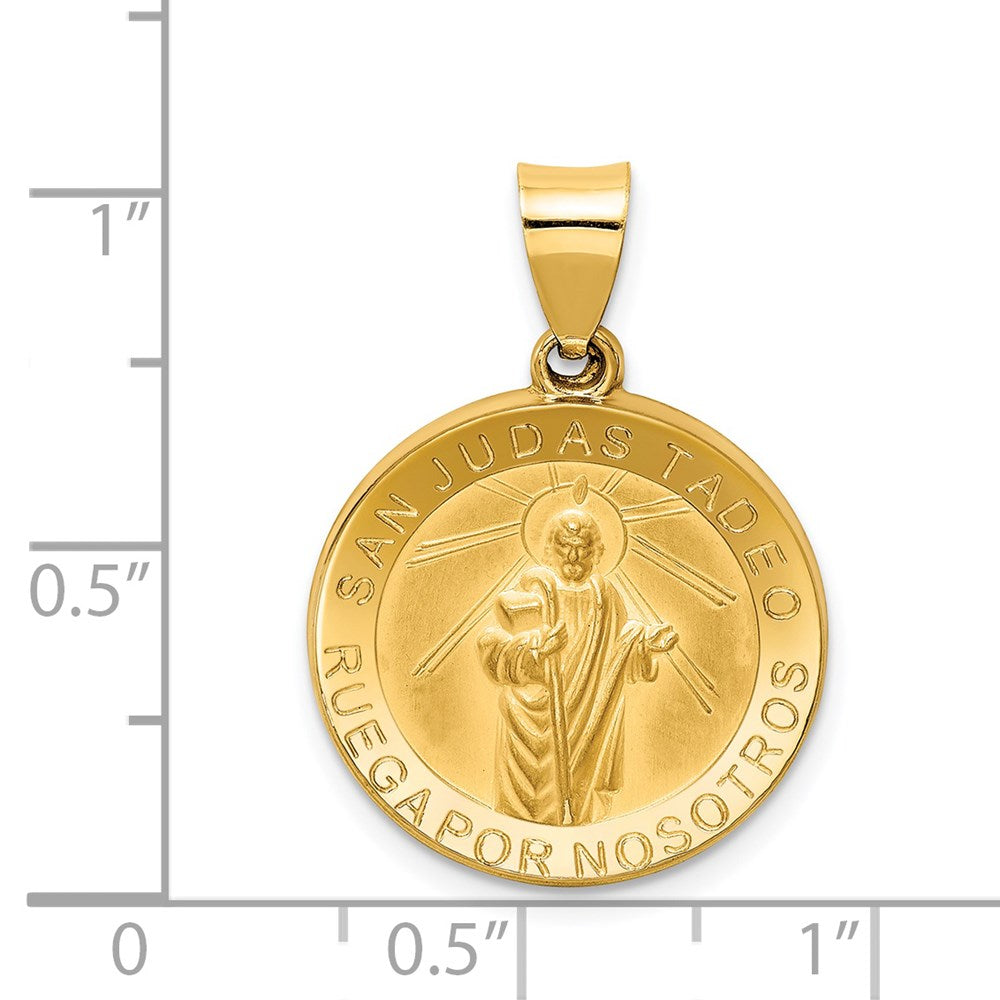 FJC Finejewelers 14 kt Yellow Gold Polished / Satin Hollow Spanish St. Jude Thaddeus Medal 26 x 18 mm