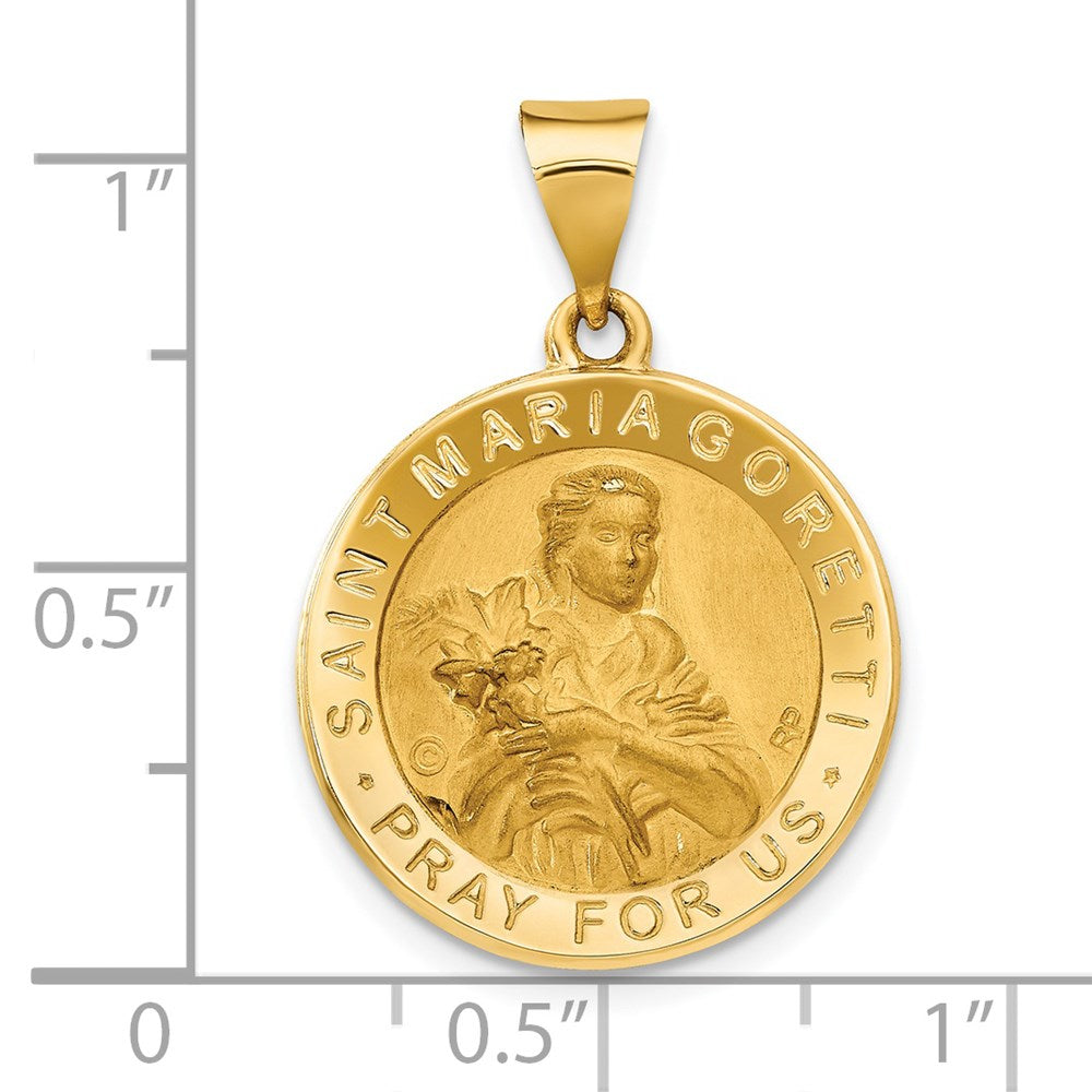 FJC Finejewelers 14 kt Yellow Gold Polished / Satin St. Maria Goretti Hollow Medal Charm 25 x 18 mm