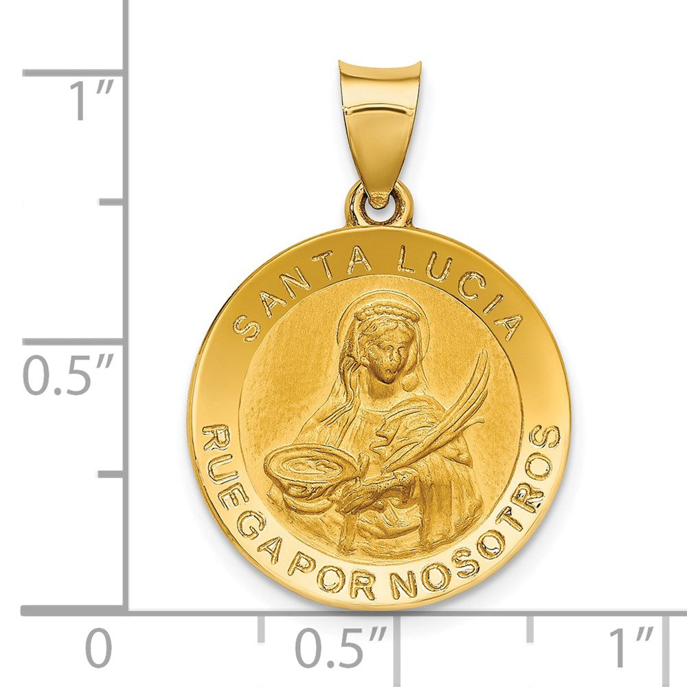 FJC Finejewelers 14 kt Yellow Gold Polished / Satin Hollow Spanish St. Lucy Medal Charm 26 x 18 mm