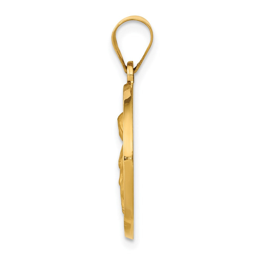 FJC Finejewelers 14 kt Yellow Gold Polished / Satin St. Rita Hollow Medal Charm 26 x 18 mm