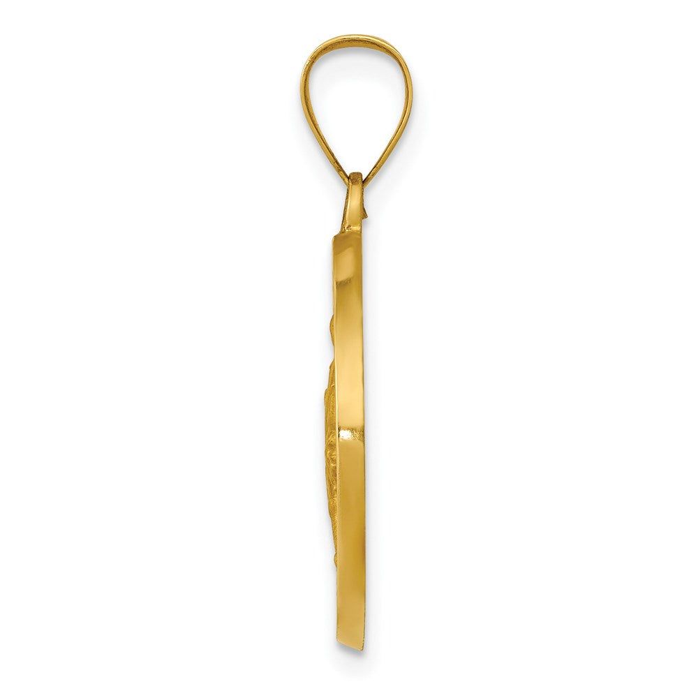 FJC Finejewelers 14 kt Yellow Gold Polished / Satin St. Rocco Hollow Medal Charm 26 x 18 mm