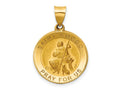 FJC Finejewelers 14 kt Yellow Gold Polished / Satin St. Rocco Hollow Medal Charm 26 x 18 mm
