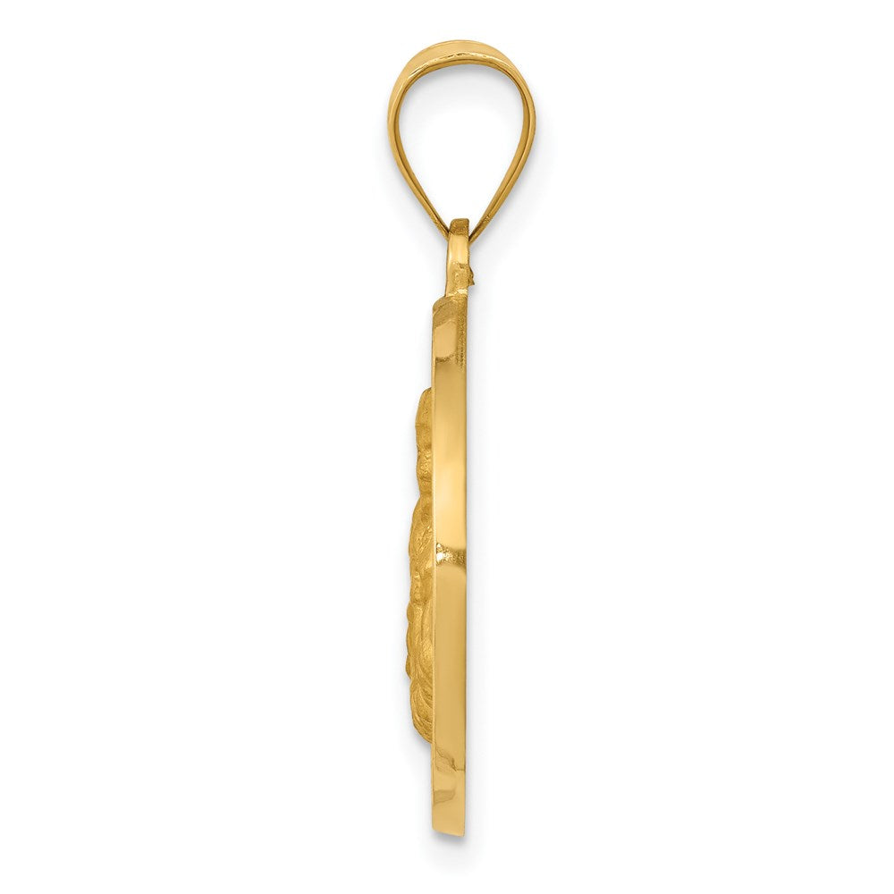FJC Finejewelers 14 kt Yellow Gold Polished / Satin St. Thomas More Hollow Medal Charm 26 x 18 mm