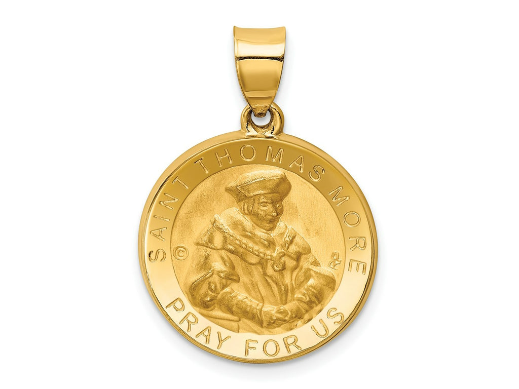 FJC Finejewelers 14 kt Yellow Gold Polished / Satin St. Thomas More Hollow Medal Charm 26 x 18 mm