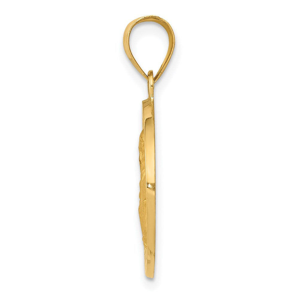 FJC Finejewelers 14 kt Yellow Gold Polished / Satin St. Vincent Hollow Medal Charm 26 x 18 mm
