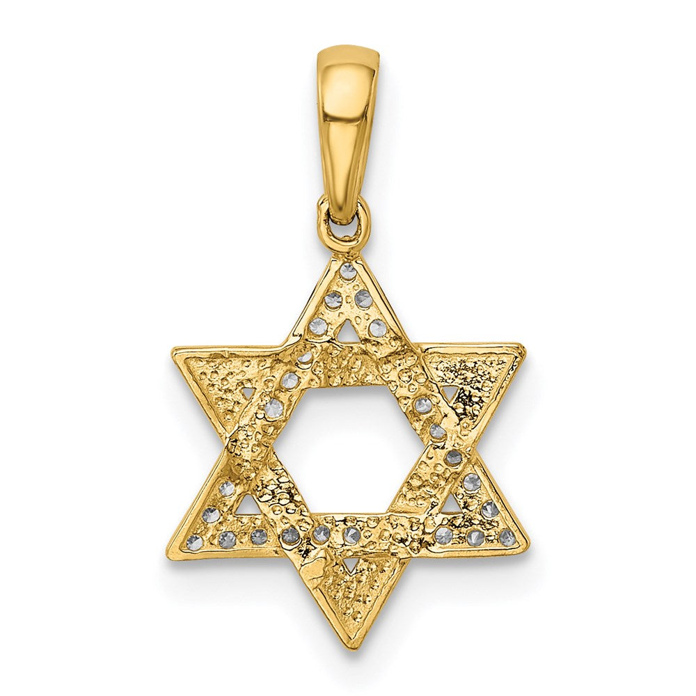 FJC Finejewelers 14 kt Yellow Gold Polished CZ Star of David Charm 20 x 12 mm