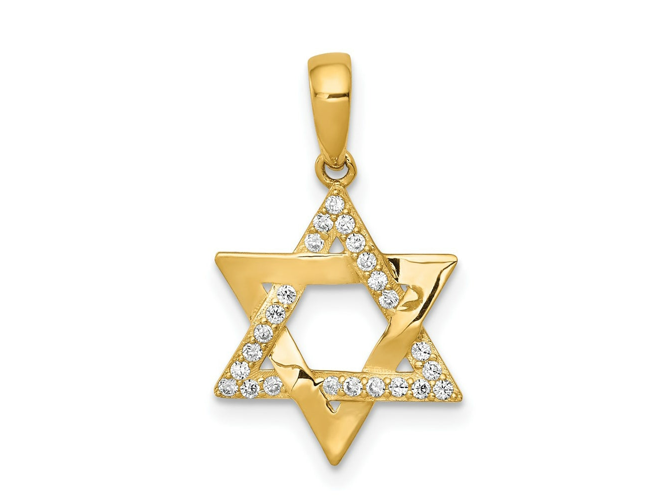 FJC Finejewelers 14 kt Yellow Gold Polished CZ Star of David Charm 20 x 12 mm